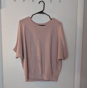 Quince Women Lightweight Cotton Cashmere Link-Stitch Dolman Sweater Pink L
